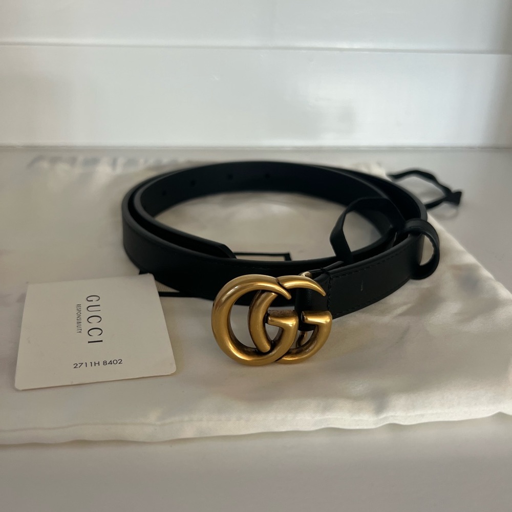 Gucci Leather Belt with Double G Buckle